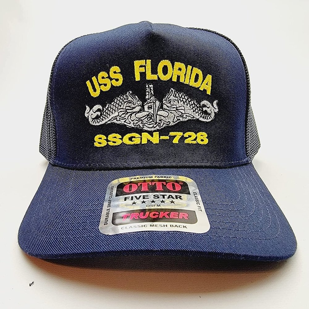 USS FLORIDA SSGN-728 Submarine Service Hat Cap Mesh Snapback Blue